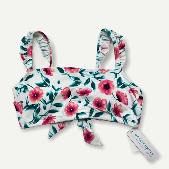 NWT Beach Betty Ruffle Strap Floral Bikini Top - Picture 2 of 8